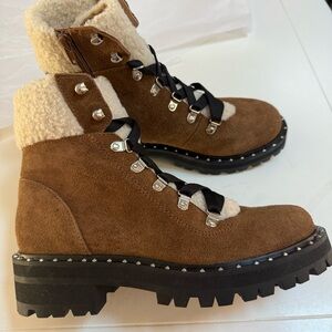 Steve Madden Women’s Receptive Leather Shearling Boots 6.5